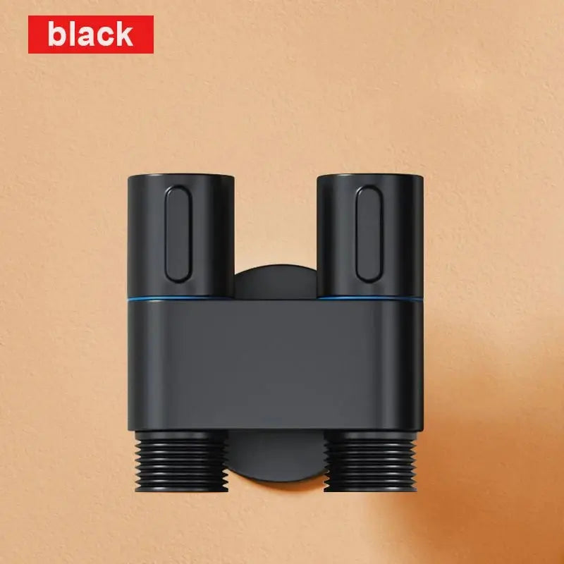 Angle valve wall-mount bidet sprayer, black, dual outlets