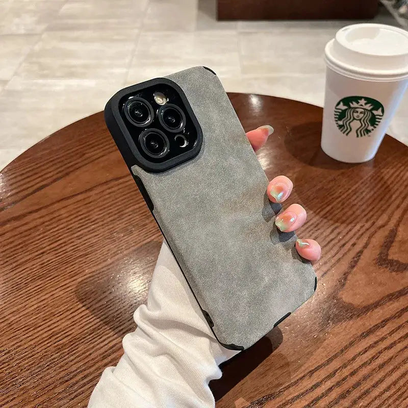 Fashion Matte Leather Silicone Case For iPhone 14 Plus 12 13 Mini 11 16 15 Pro Max 17 Pro Max Lens Protection