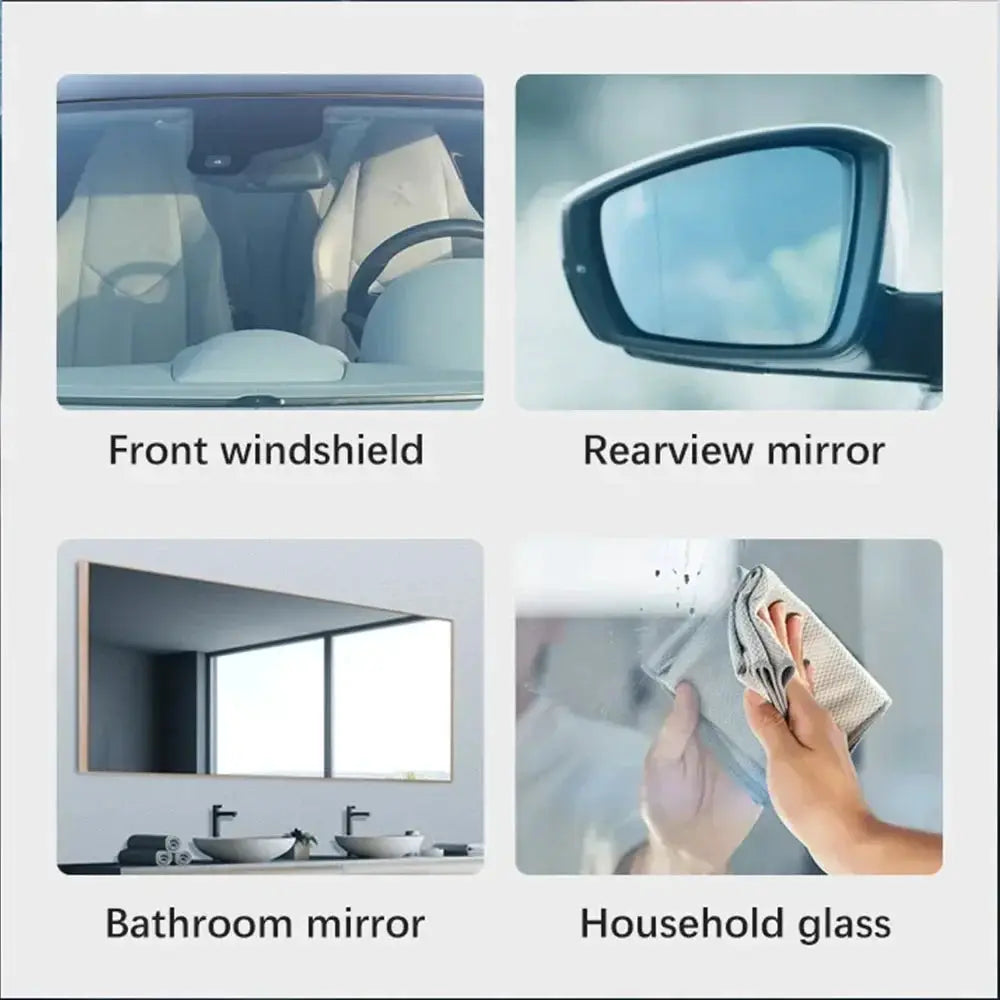 Simples Market glass cleaner kit for 4 surfaces: front windshield, rearview mirror, bathroom mirror, and household glass.