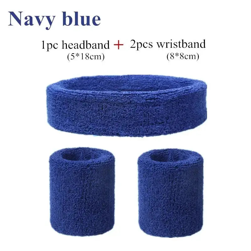Fashion Sports Headband And Wristband Towel Set Sweatband Cotton Blend For Women And Men Cycling Gym Basketball Tennis