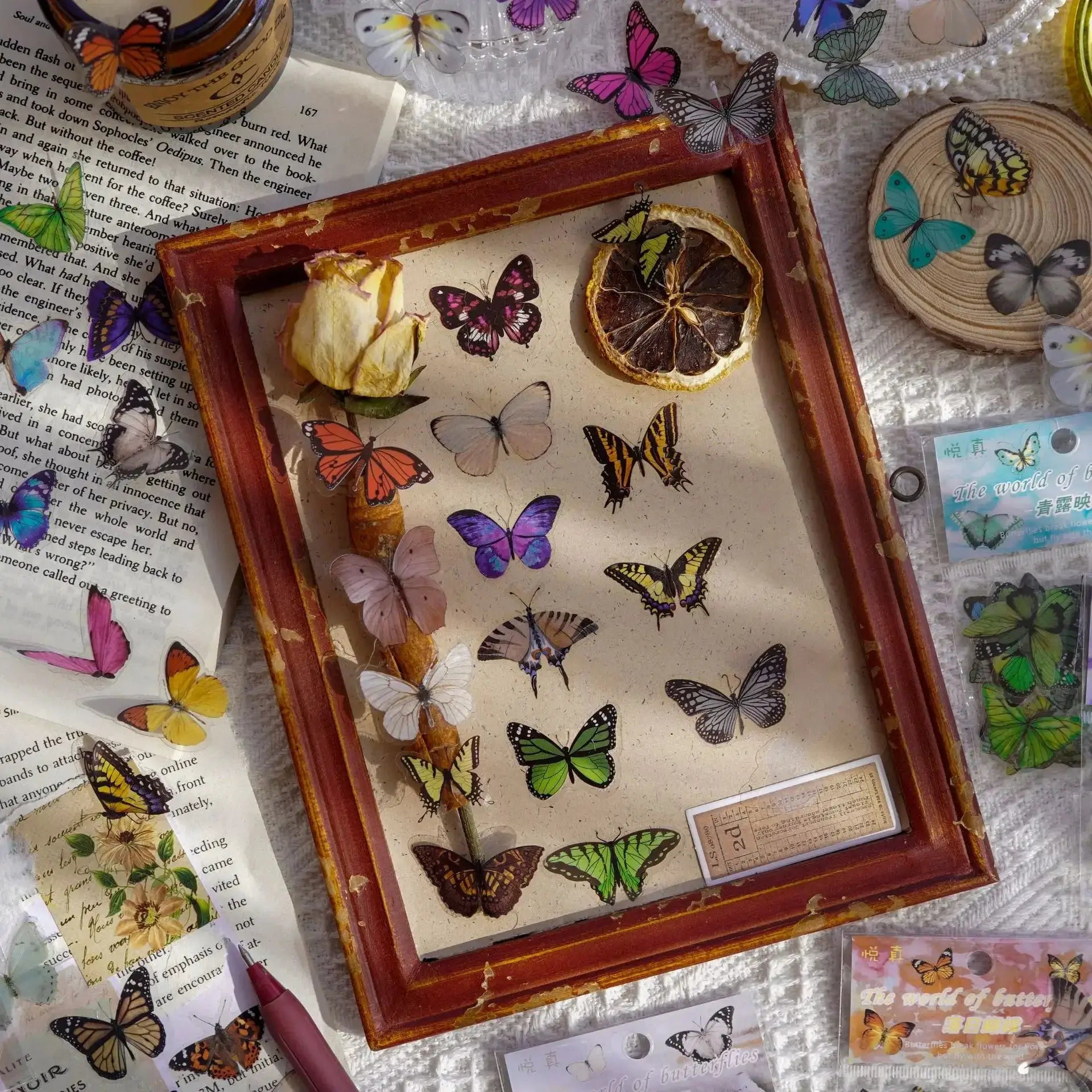 Journamm Butterfly Series 40 Pack PET Waterproof Stickers For Junk Journals Scrapbooks Collage And DIY Craft Aesthetics