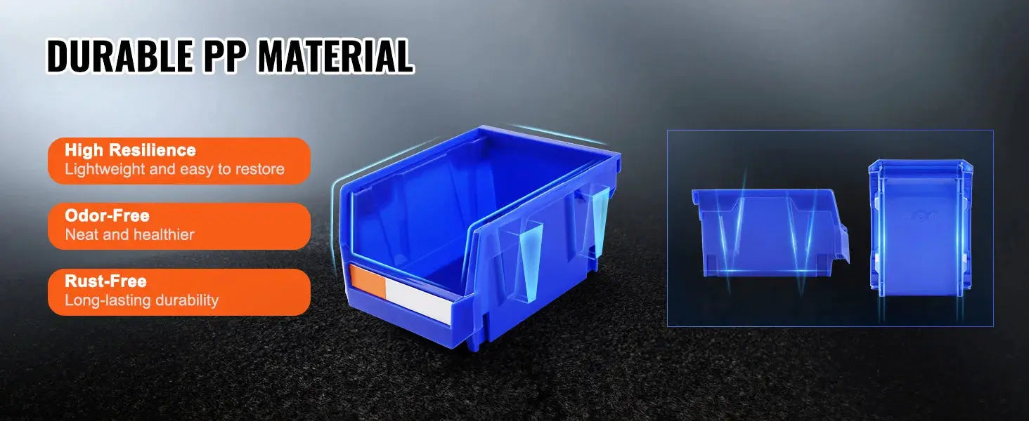 SucceBuy Storage Bin 24pcs stackable organizer set, blue PP plastic for garage storage