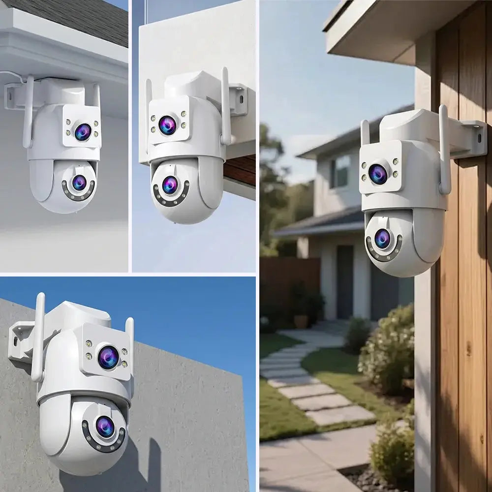Jooan outdoor dual-lens PTZ security camera, white, 4K/8MP WiFi with 5X zoom and AI tracking
