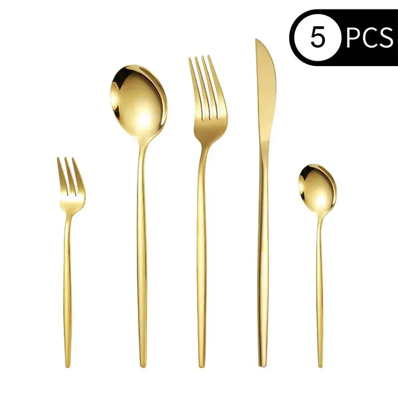 Stainless Steel Cutlery Set 5-Piece Or 30-Piece Includes Steak Forks Dessert Spoons Fruit Forks For Banquet Guests