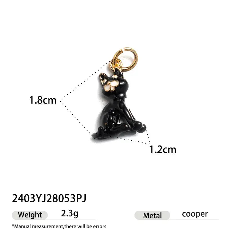 Simples Market cartoon animal pendant single hoop earring, black figure with gold hoop, 1.8×1.2 cm