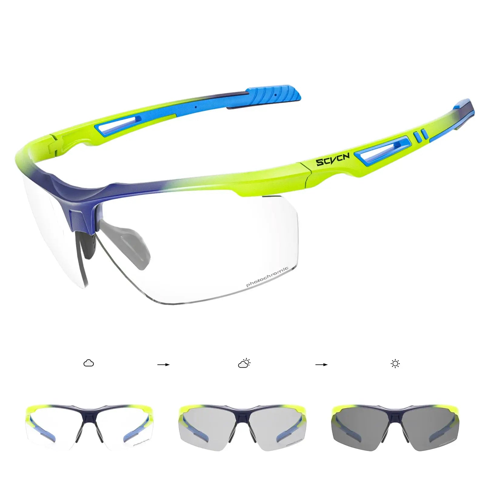 Scvcn Photochromic Cycling Glasses With Adaptive Lenses For Road And Mountain Biking UV Protection