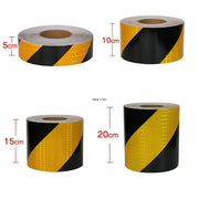 Reflective Tape Twill Yellow Black Waterproof Adhesive Safety Warning Sticker For Truck 5cm 10cm 15cm 20cm By 5m