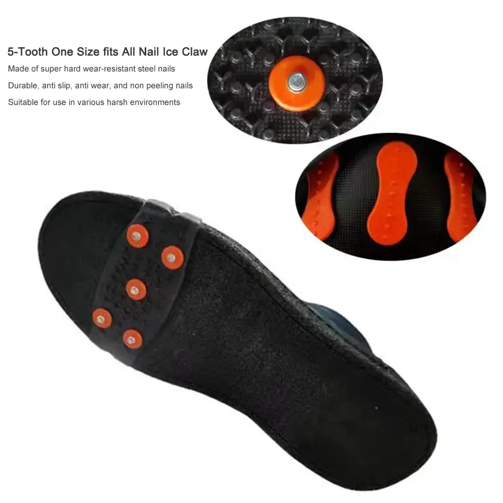 Five Stud Climbing Crampons Anti Slip Mountaineering Cleats Unisex Snow Claw Shoe Covers For Walking Hiking