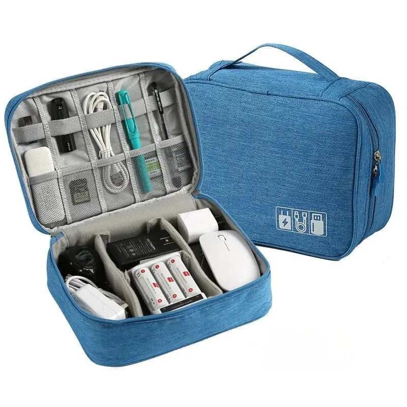 TravelMate Waterproof Cable Storage Bag Digital Organizer Portable USB Data Cable Charger Case With Compartments