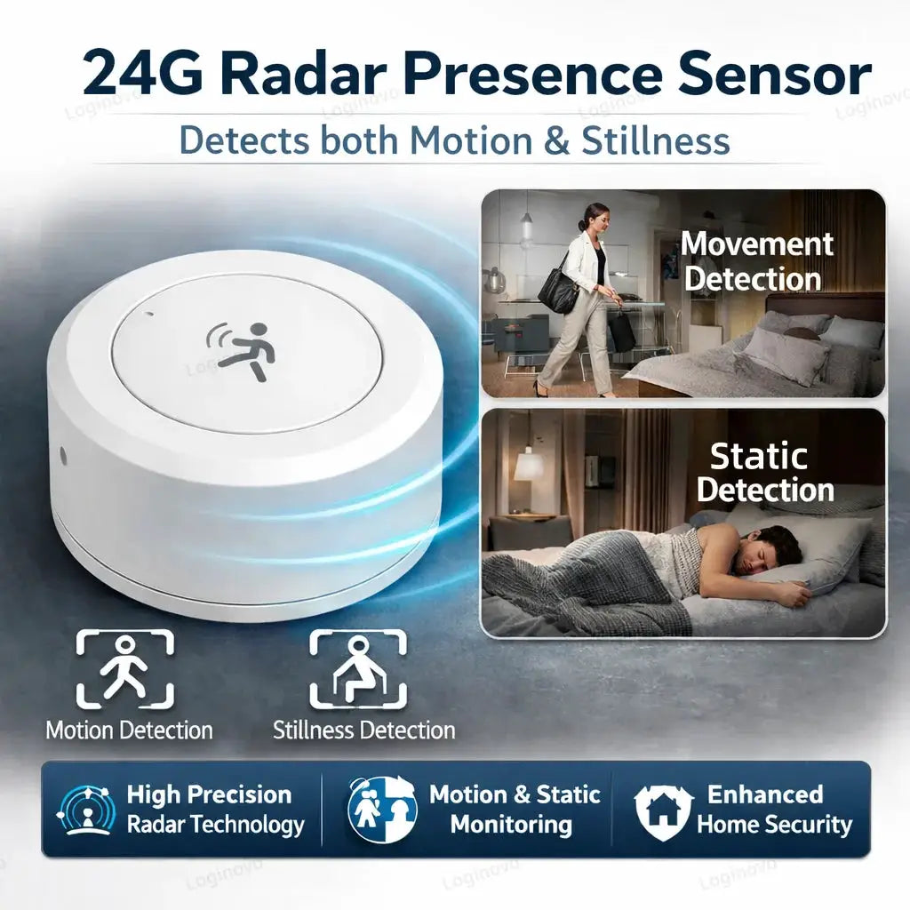 ZigBee 24G radar presence motion sensor, white circular detector for Tuya Smart Life home automation by Simples Market