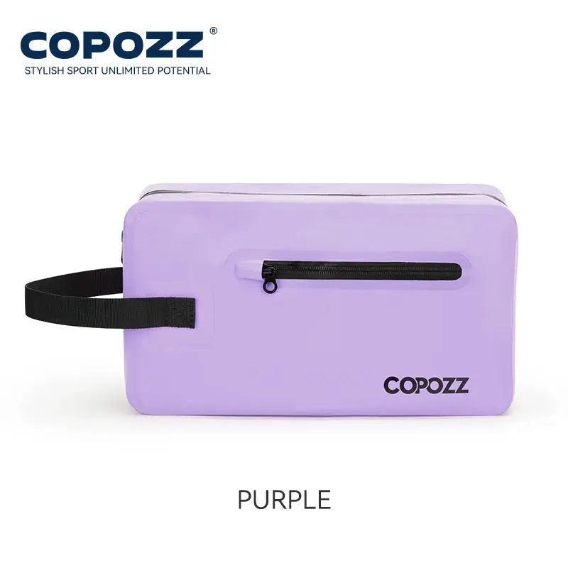 Gym bag COPOZZ in purple with black adjustable strap and front external zip pocket