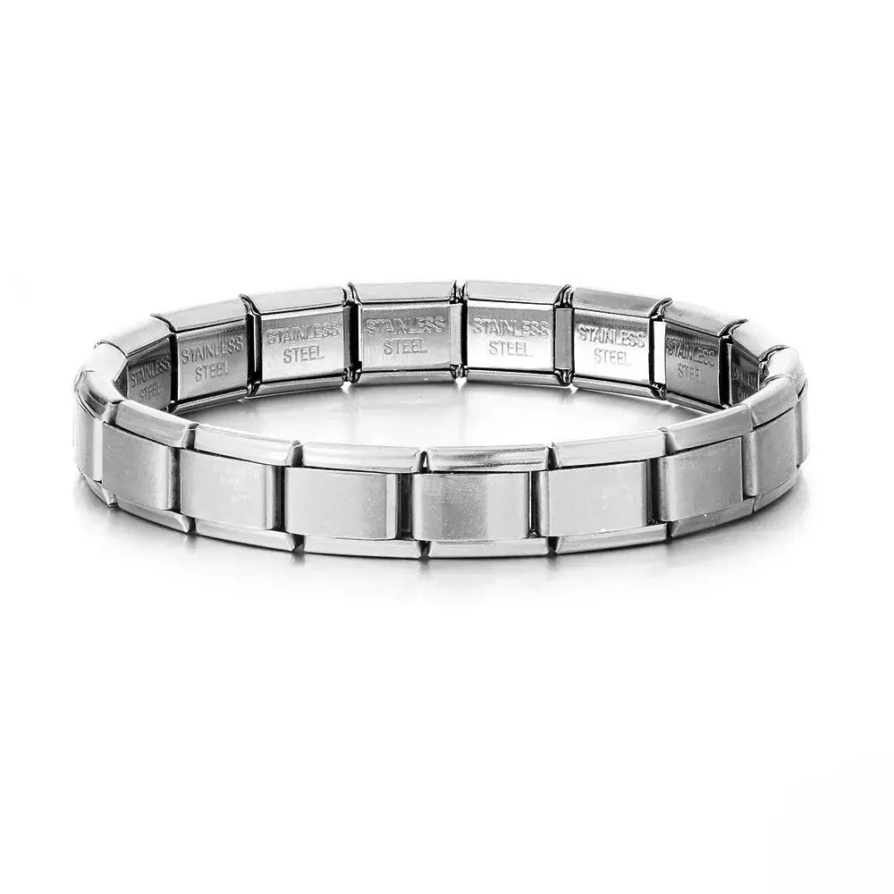 Yupsk Trendy Square Italy Stainless Steel Bracelets For Women And Men Hip Hop Metal Modules Stretchable Gift Jewelry