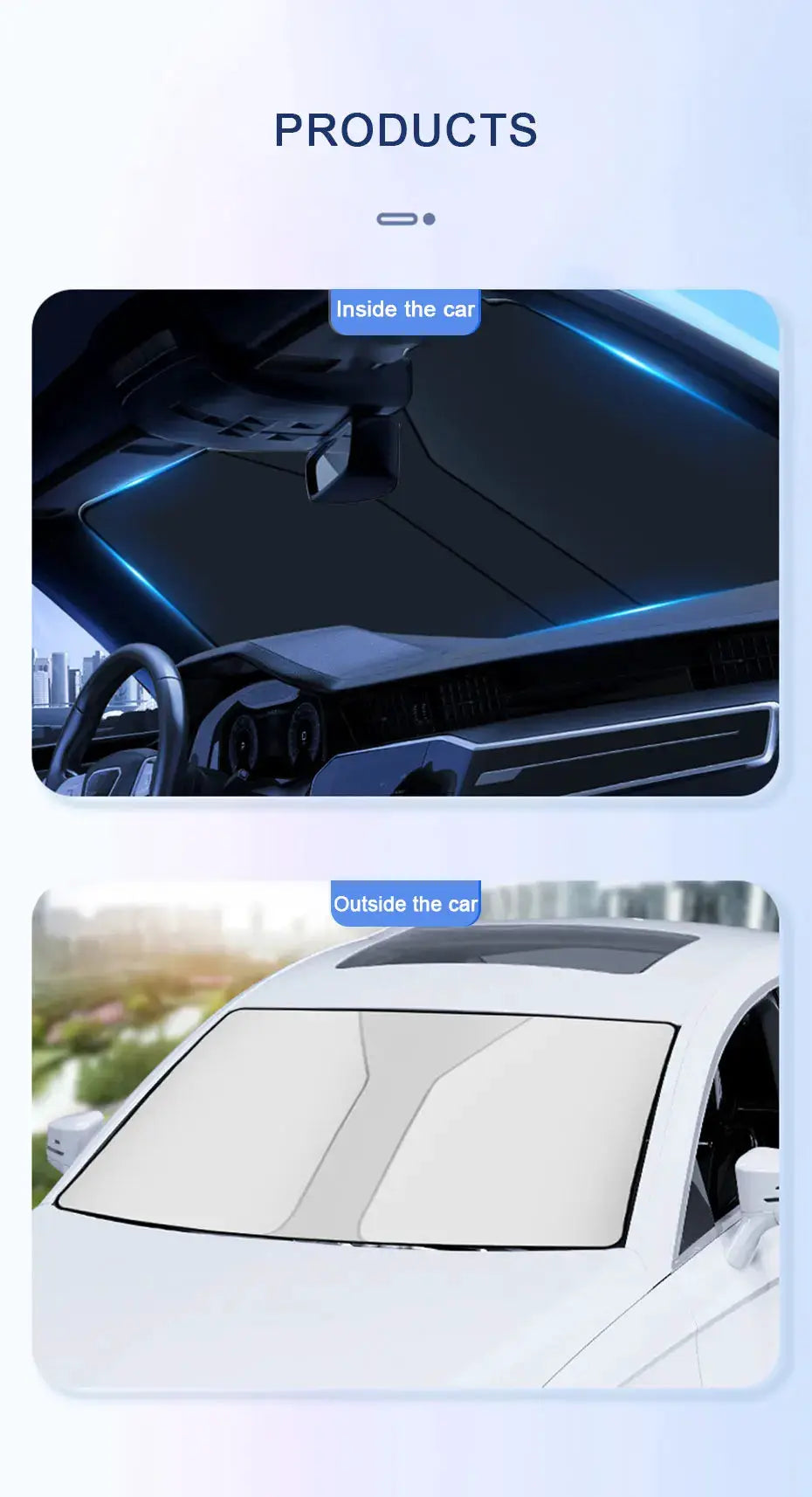 SEAMETAL car windshield sun shade cover for front window; heat-insulating sun visor