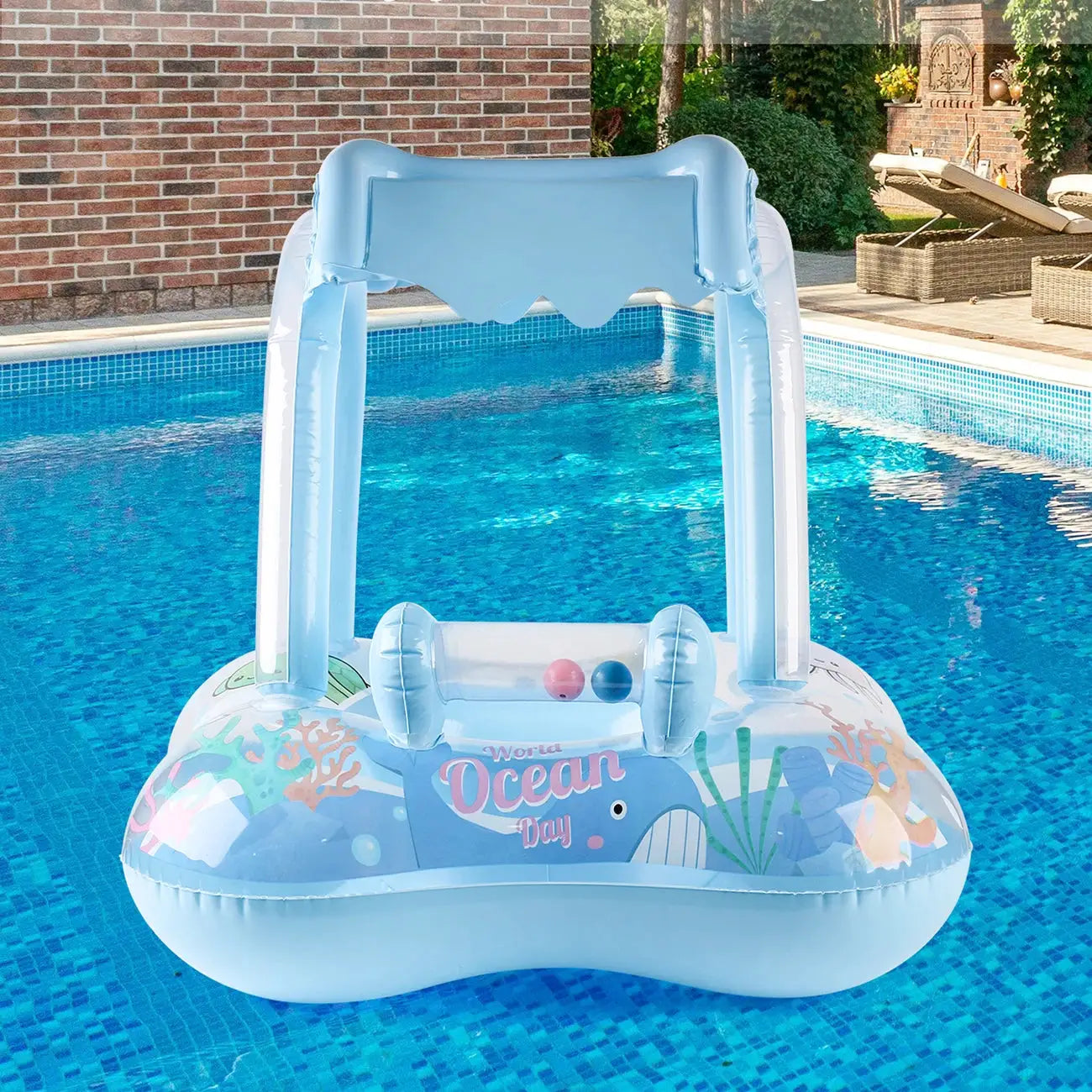 Kids Pool Float With Canopy For Ages 3 To 6 Safe Chemical Free Materials Animal Theme Beach Party Toy