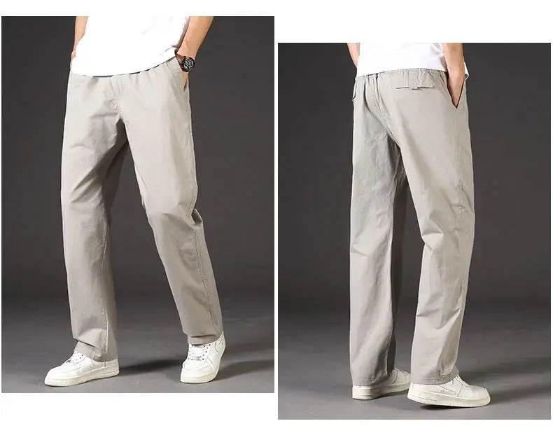 Men's light gray cotton cargo pants, casual workwear by Simples Market