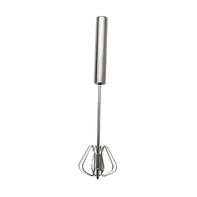 ChefPro Semi Automatic Rotary Whisk With Beech Wood Handle Stainless Steel Head For Effortless Mixing