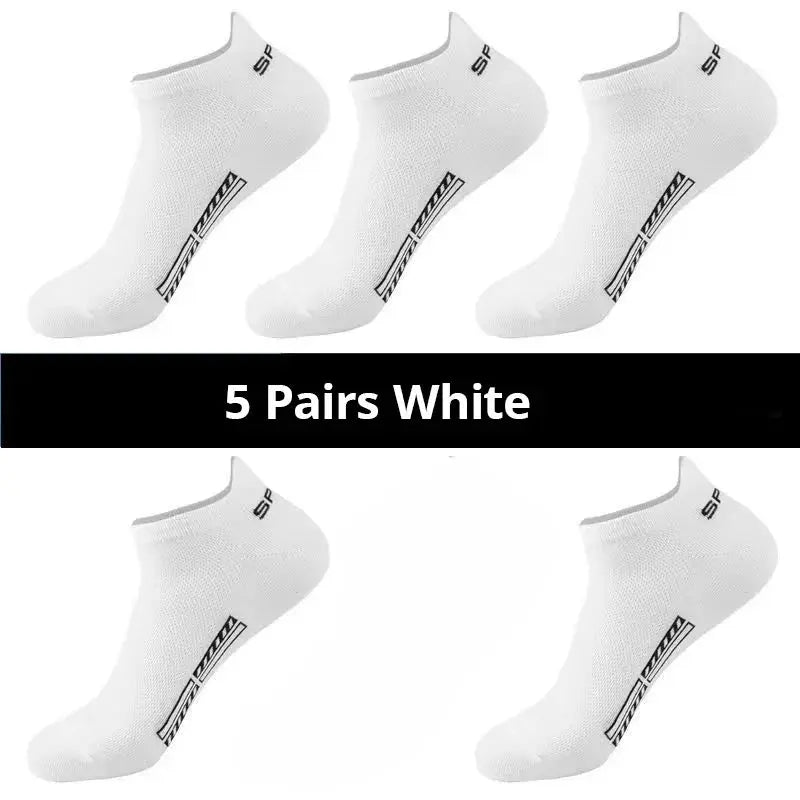 Men's Summer Thin Mesh Breathable Polyester Sports Socks 5 10 20 Pairs Sweat Absorbing Short Socks For Active Wear