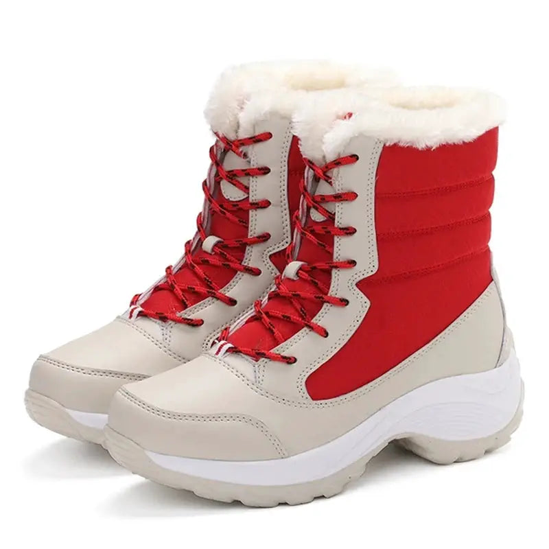 SnowStride Women Platform Snow Boots Non Slip Waterproof Winter Ankle Boots With Warm Fur Lining