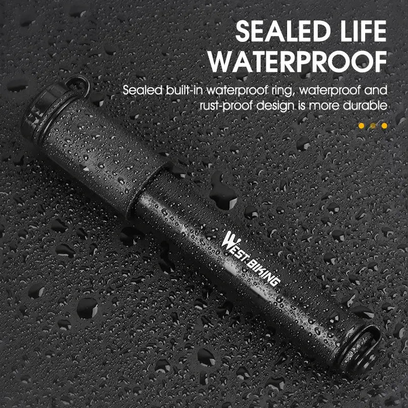 West Biking Mini Bike Pump 100 PSI Schrader Presta Valve Aluminum Alloy Hand Air Pump for MTB and Road Cycling