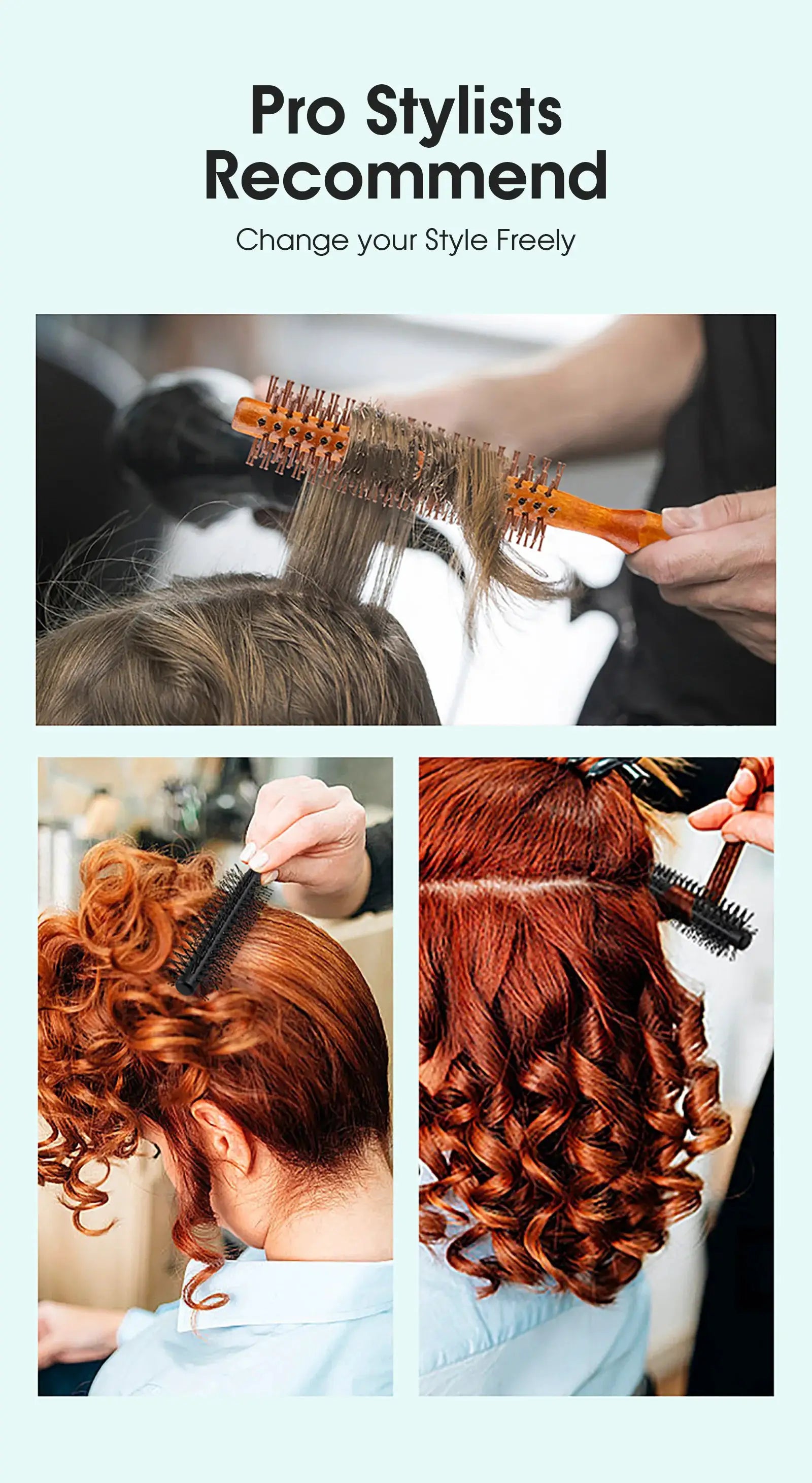 Wooden-handle nylon-teeth roller brush; Simples Market multifunctional comb for curly and straight hair