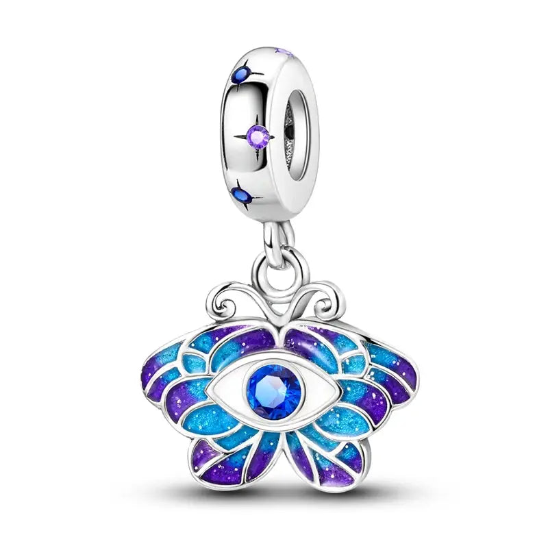 925 Sterling Silver Colorful Butterfly Dragonfly Feathers Charms Luminous Stars Pendants For Bracelets Fine DIY Jewelry