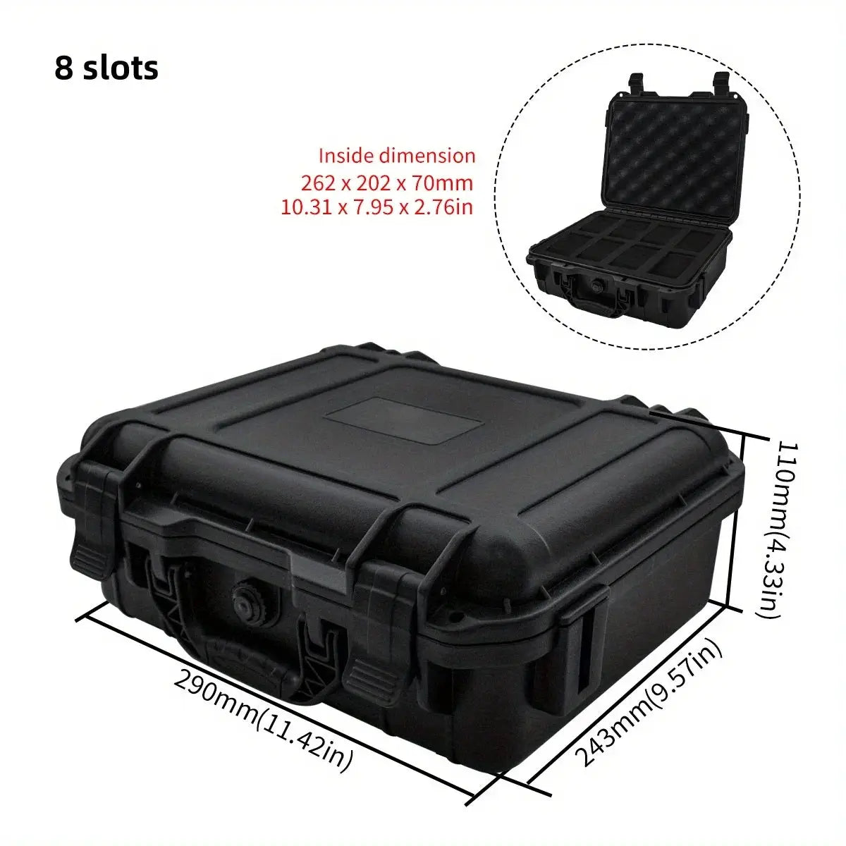 TimeGuard 8 By 15 Slot Watch Collection Storage Box Moisture Proof Mildew Resistant Thickened Plastic With Sponge Padding