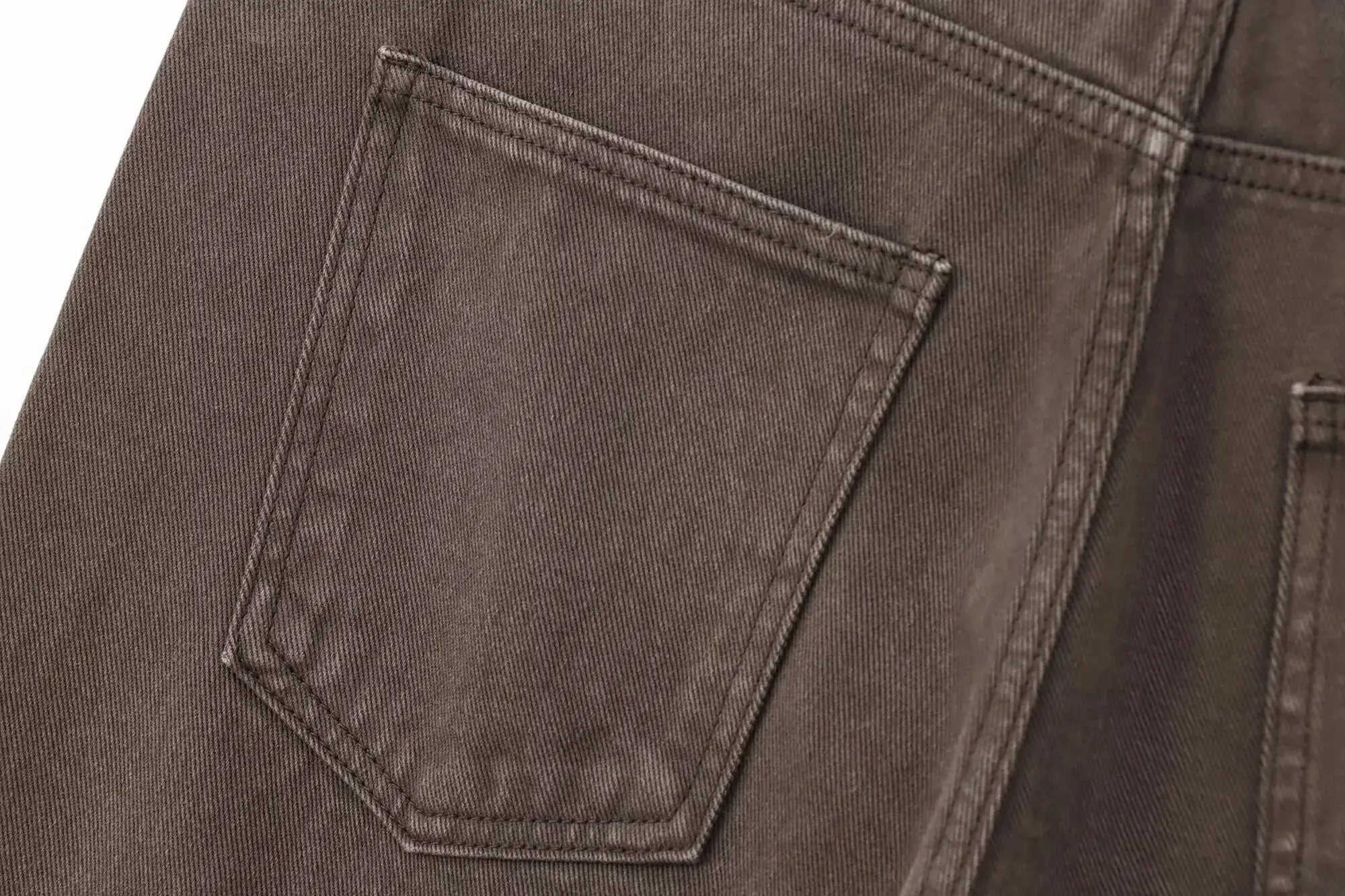 Maxdutti 2026 Ladies Mom Jeans Retro Brown Washed Denim Straight