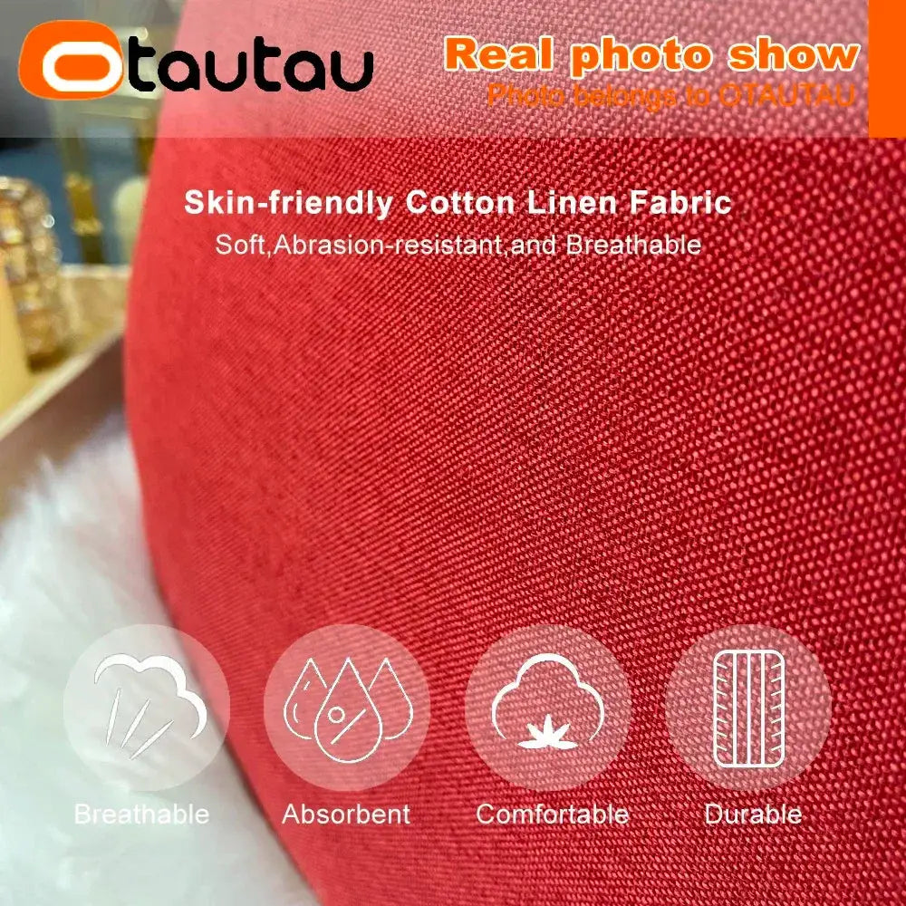 OTAUTAU 70cm bean bag sofa with filler in red cotton-linen fabric by Simples Market