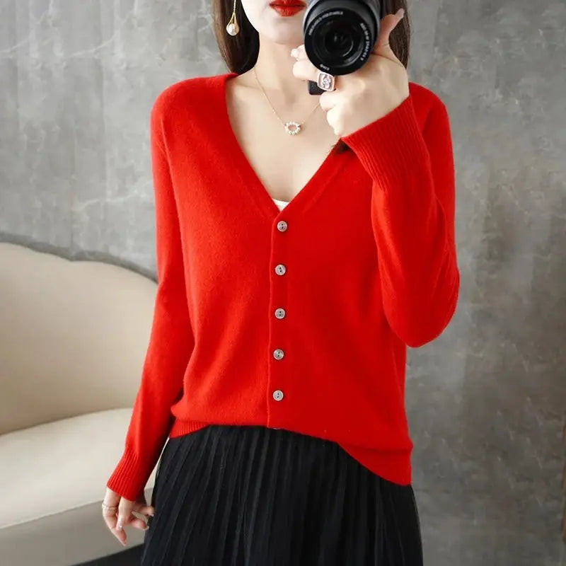 Zhi D035 V Neck Loose Knit Cardigan For Women Warmth And Daily Comfort For Autumn And Winter