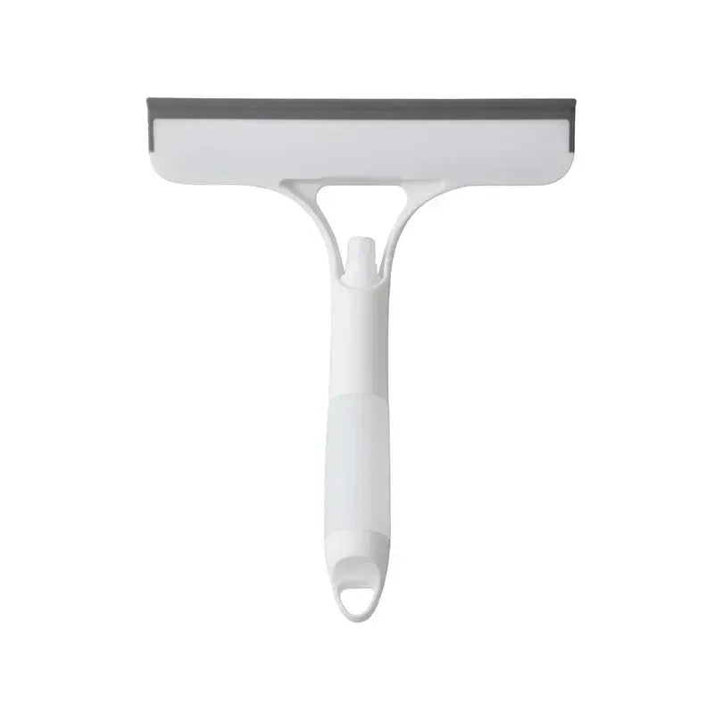 White window cleaning squeegee with ergonomic handle and gray blade
