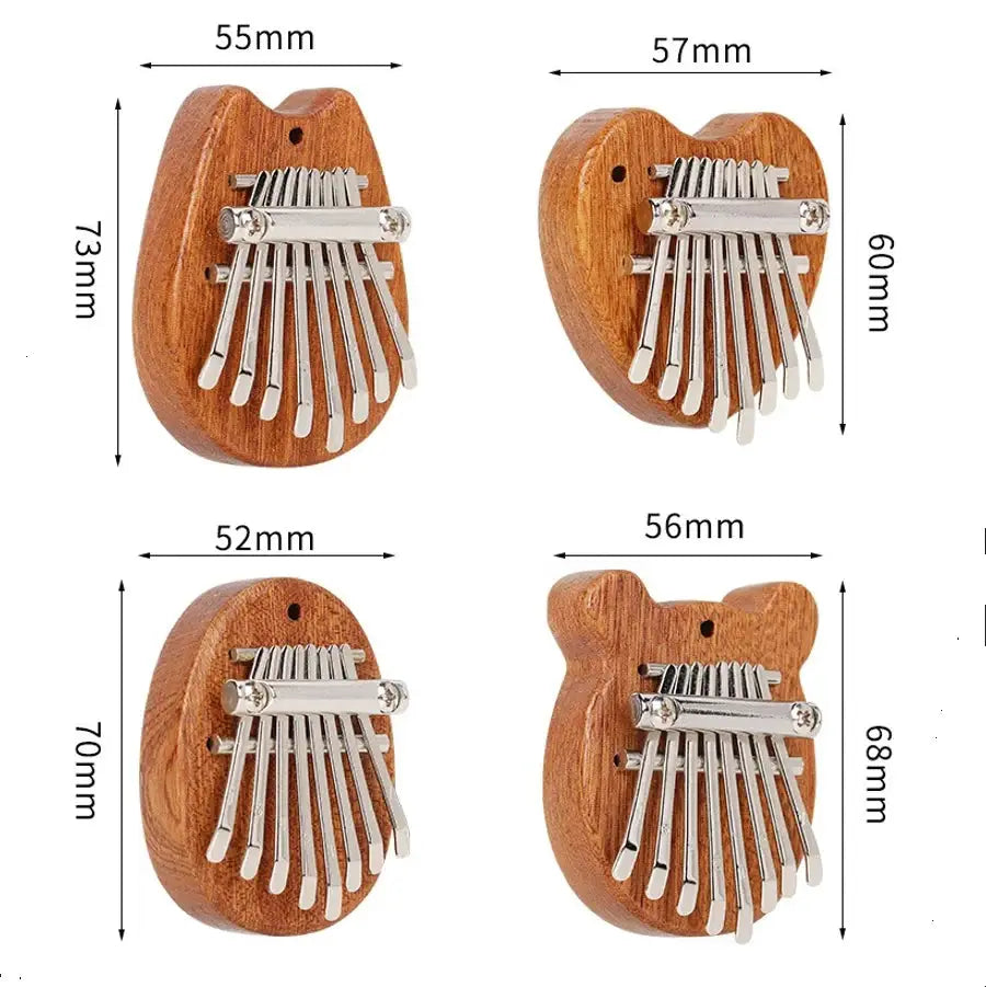 8 Keys Mini Kalimba Wooden Thumb Piano With Lanyard Sapele Wood Portable Gift Set For Kids And Adults