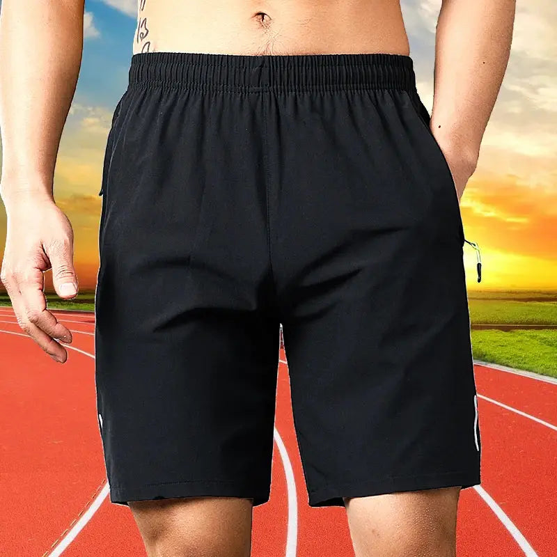 Simples Market men's black quick-dry jogging shorts, lightweight breathable running shorts with elastic waistband.