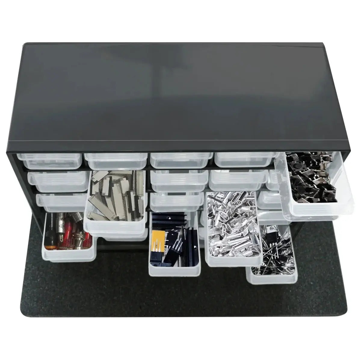 Simples Market 25-grid wall-mounted drawer storage box with clear plastic drawers for screws and components