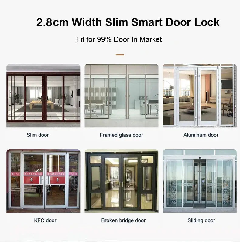 Simples Market slim 2.8cm smart door lock with fingerprint, password, IC card; 6 door types; TTlock App compatible