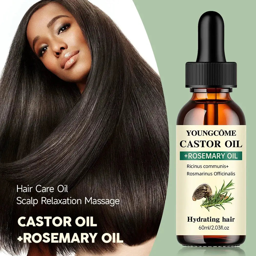 Castor Oil and Rosemary Oil Hair Growth Oil for Thicker Hair Shine and Reduced Hair Loss and Split Ends