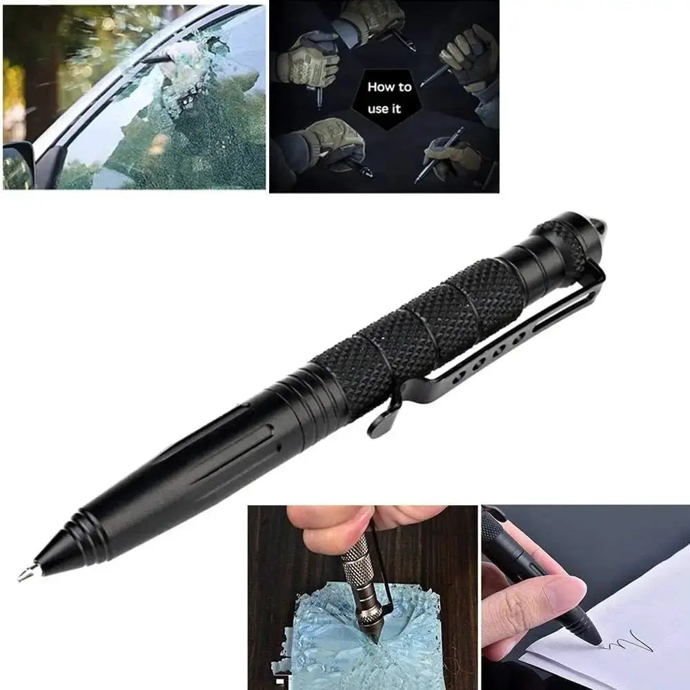 Military Tactical Pen With Tungsten Steel Tip And Glass Breaker For Self Defense And Writing Tool Includes 6 Refills