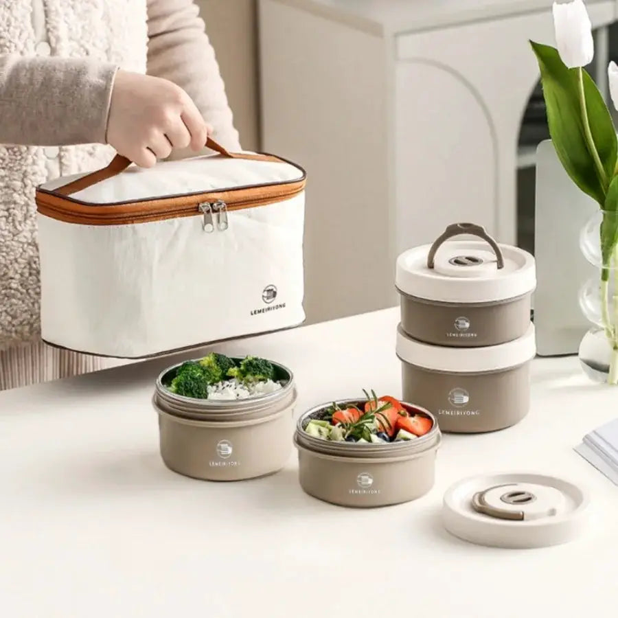 Portable Insulated Stainless Steel Lunch Box Set With Stackable Bento Compartments For Fresh All Day Meals