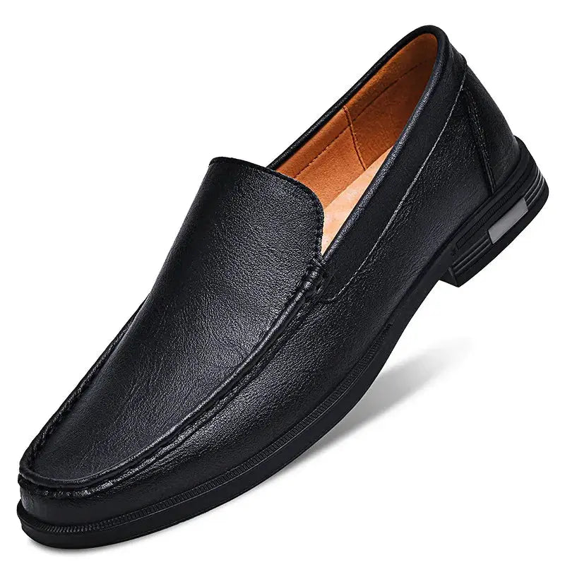 Leather men's slip-on dress loafer in black by Simples Market