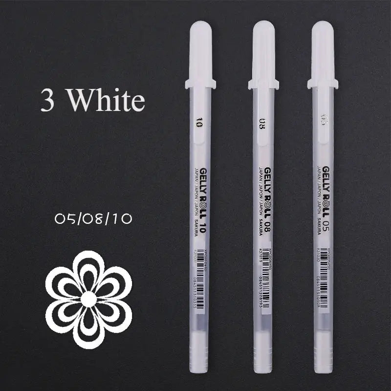 Simples Market Sakura Gelly Roll white ink gel pens, 3-pack with assorted tips