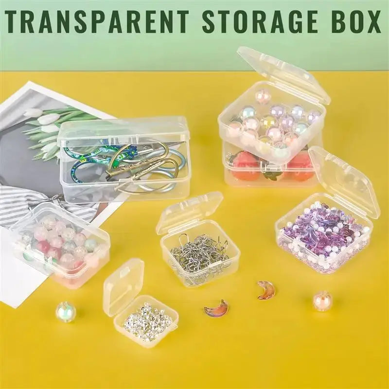 10 Piece Set of Translucent Clear PP Plastic Storage Boxes Rectangular Dustproof Jewelry Case Container