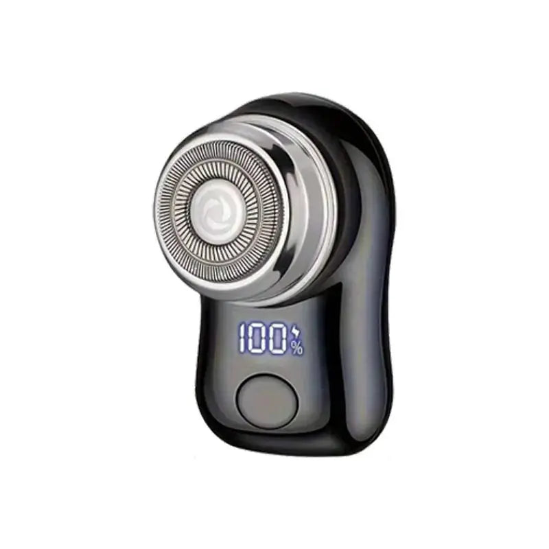Rechargeable electric shaver for men by Simples Market, with digital display, black and silver cordless foil, compact for travel.