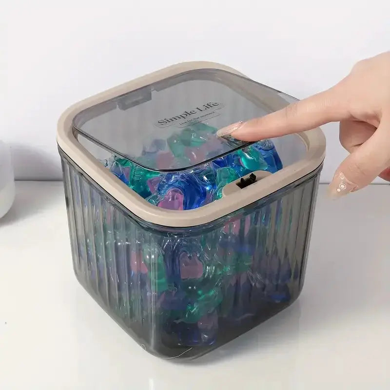 Transparent Mini Desktop Storage Box With Pop Up Lid Waterproof Multifunctional Organizer For Beads Detergent Powder