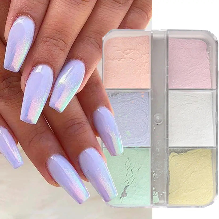 Moonlight Mirror Nails Powder Metallic Chrome Effect Pigments For Iridescent Aurora Shine