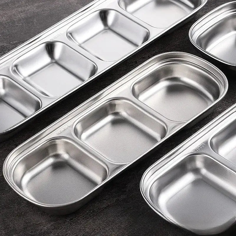 304 Stainless Steel Korean Style Dinner Plate And Gold Dipping Sauce Plate Barbecue Tableware Multi Functional Set