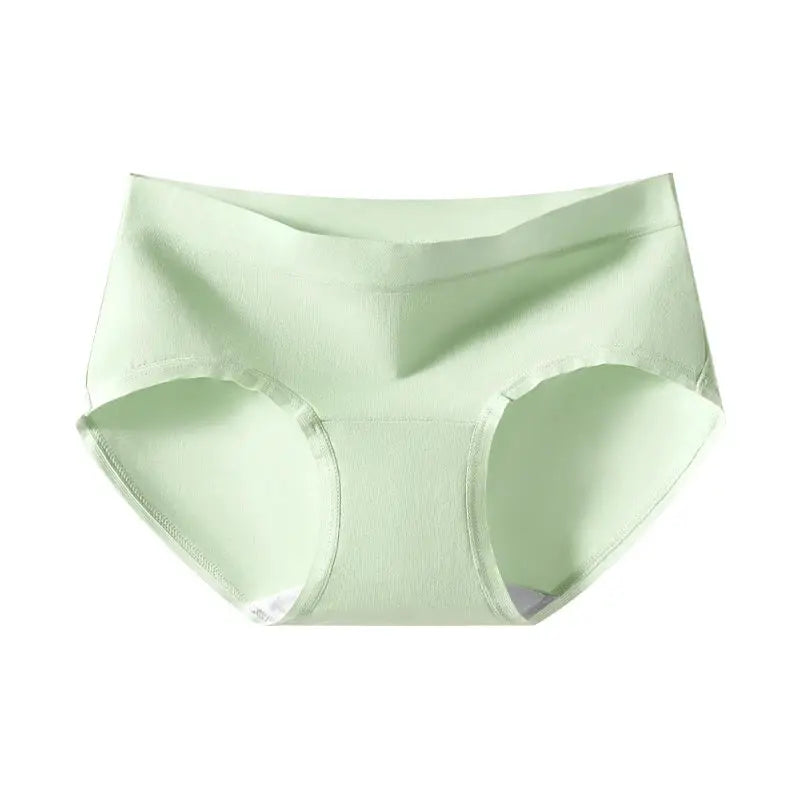 Cotton women's mint green high-waist briefs, soft breathable underwear