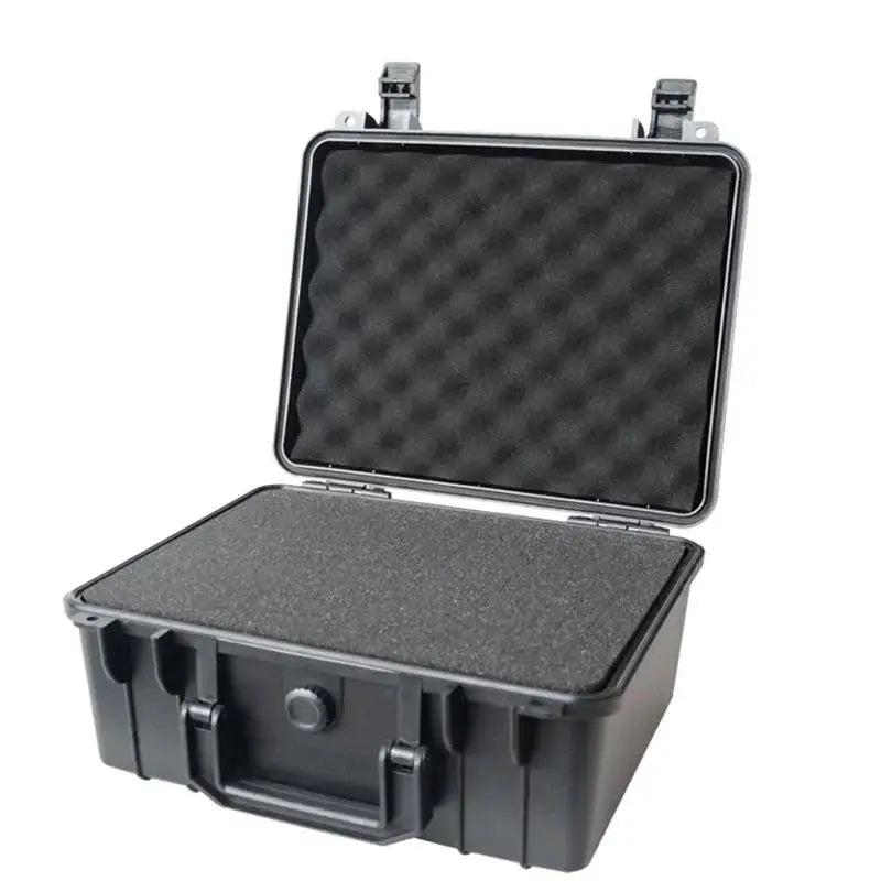 Simples Market hard-shell waterproof organizer box with foam-padded interior, black portable toolbox