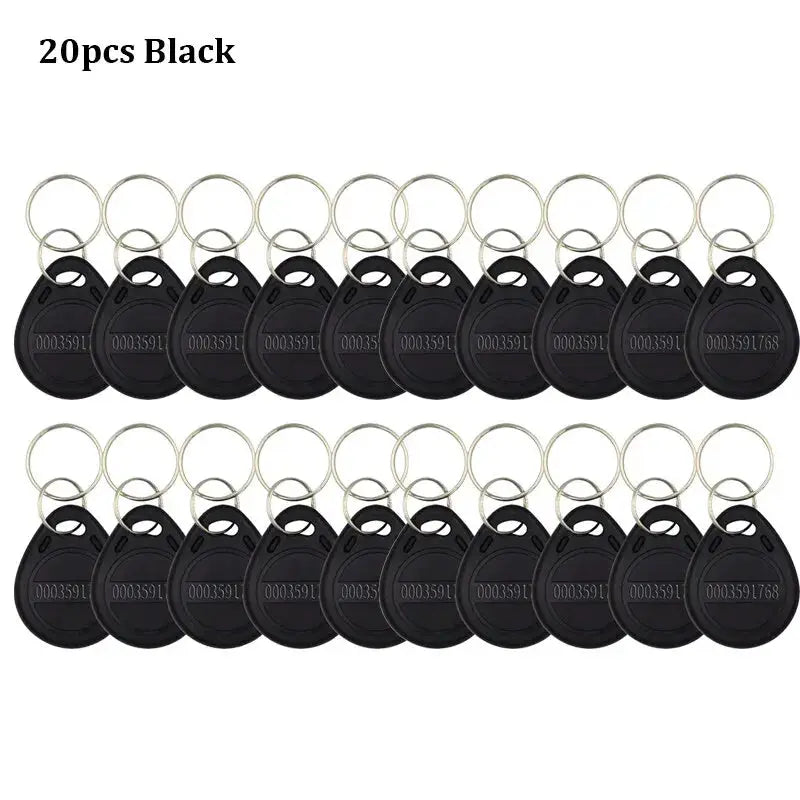 20pcs black EM4100 125KHz read-only RFID keyfobs with key rings