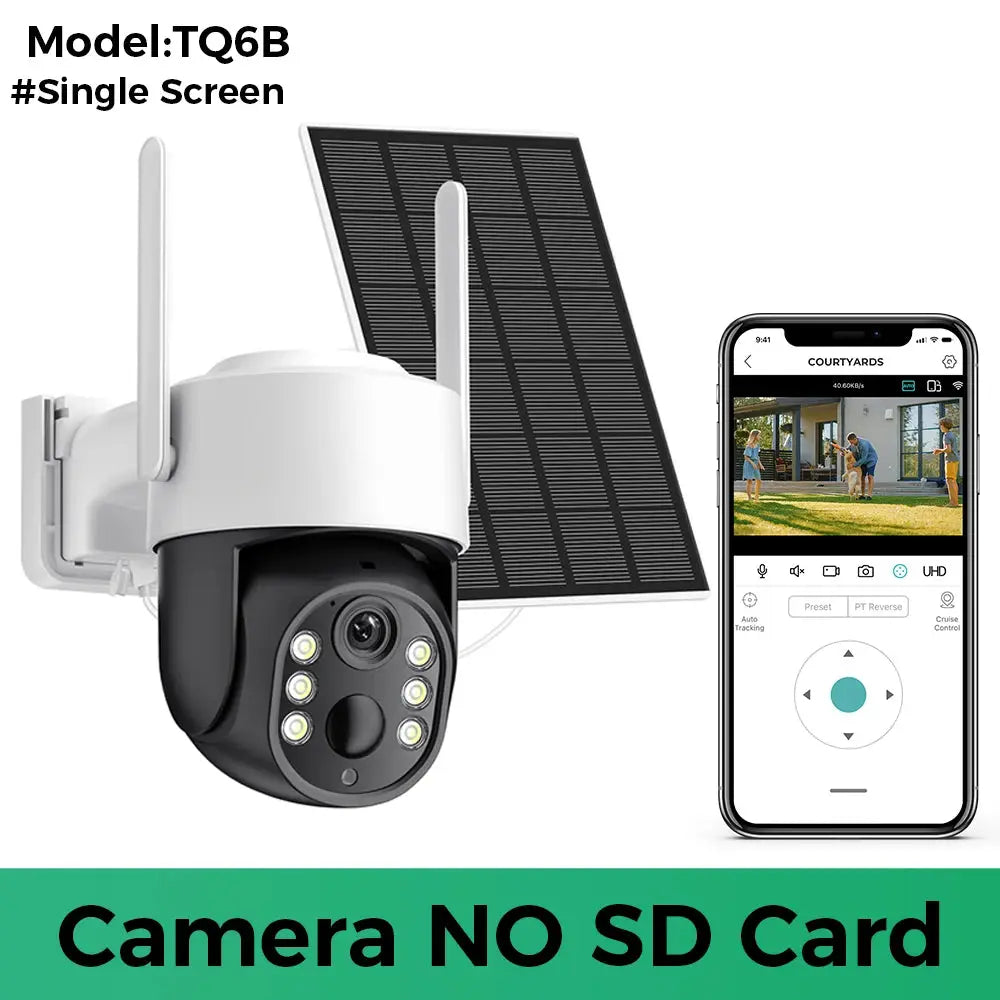 Simples Market solar WiFi security camera with built-in battery and solar panel, white outdoor unit