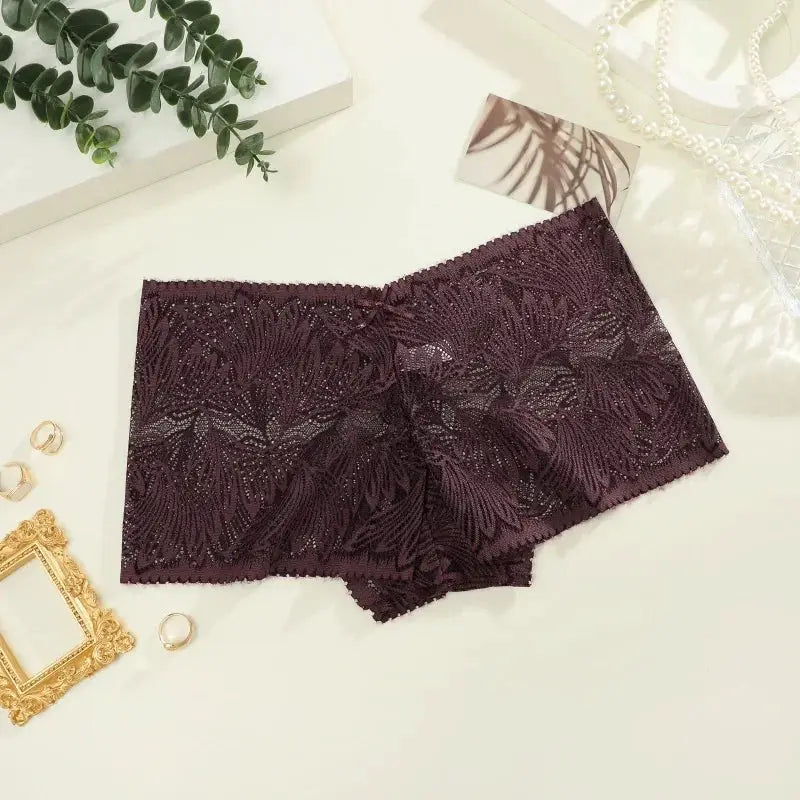 3-pack burgundy lace seamless briefs by Simples Market, low-rise breathable underwear
