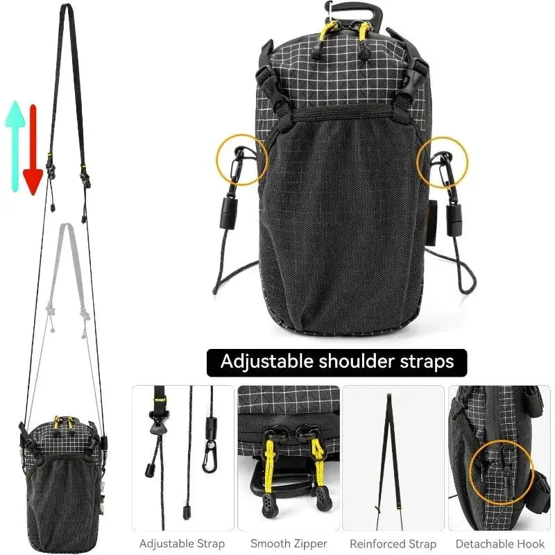 Waterproof Smartphone Pouch And Water Bottle Attachment For Backpack Shoulder Strap Hiking Camping Lightweight